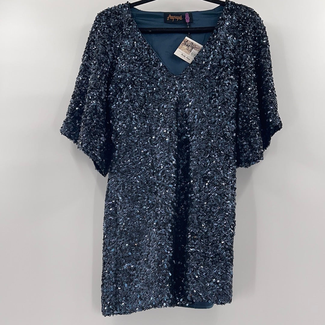 Free People Midnight Blue Sequin Dress (Sz 2)