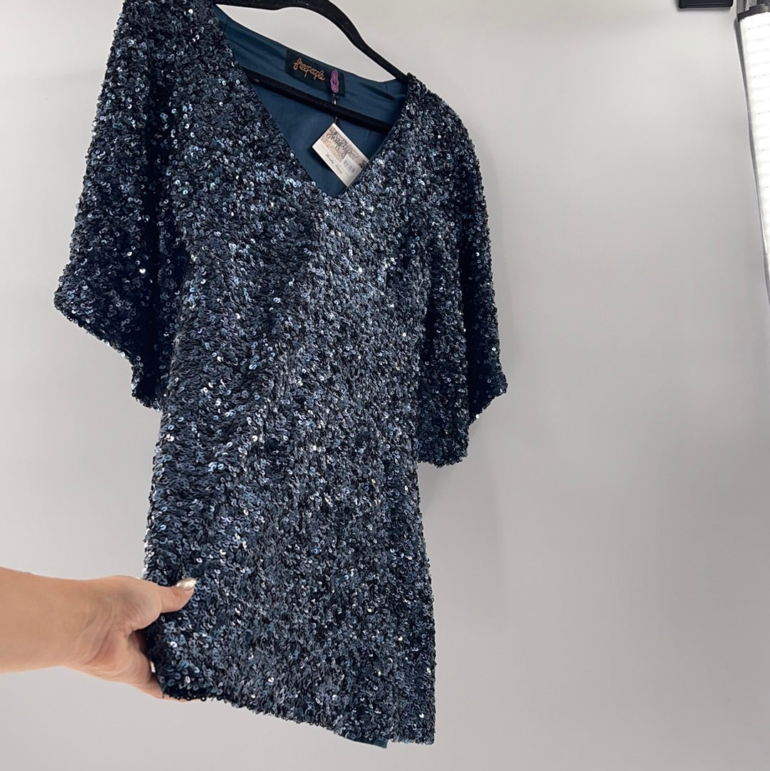 Free People Midnight Blue Sequin Dress (Sz 2)