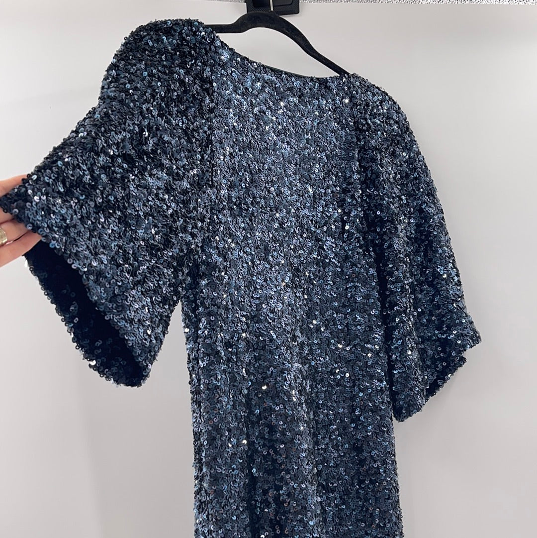 Free People Midnight Blue Sequin Dress (Sz 2)