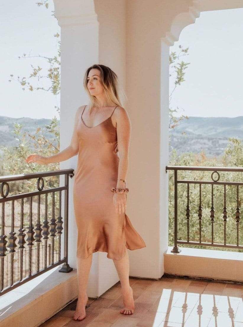 Slip Dress The Sunday Silk Slip Dress (Adjustable Straps and Built In Bra) lunya morgan lane