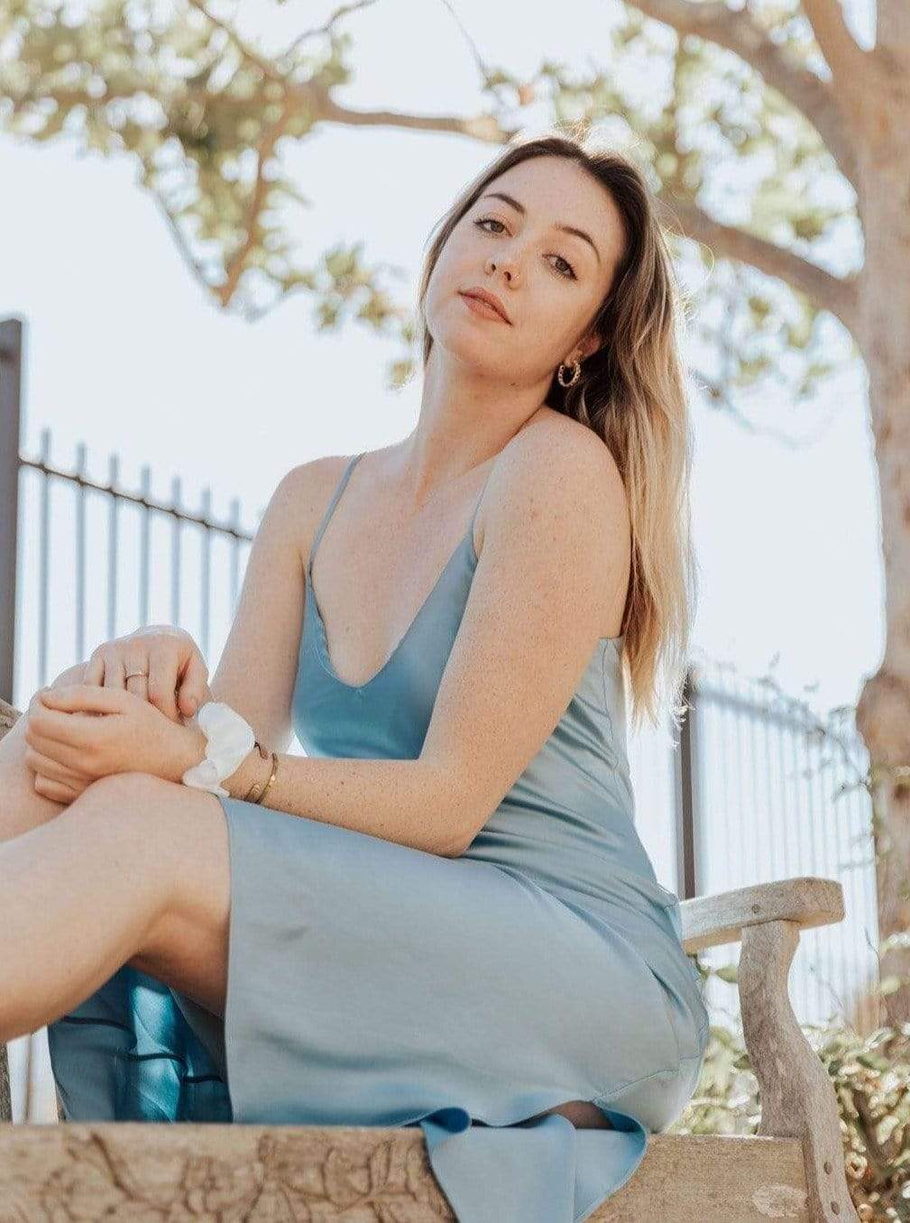 Slip Dress S / French Blue The Sunday Silk Slip Dress (Adjustable Straps and Built In Bra) lunya morgan lane french-blue