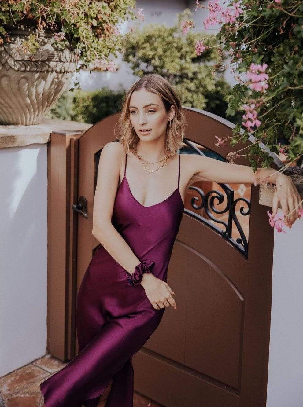 Slip Dress S / Mulberry Muse The Sunday Silk Slip Dress (Adjustable Straps and Built In Bra) lunya morgan lane