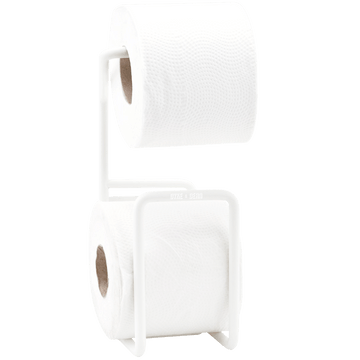 WHITE FREESTANDING DOUBLE TOILET ROLL HOLDER - DYKE & DEAN
